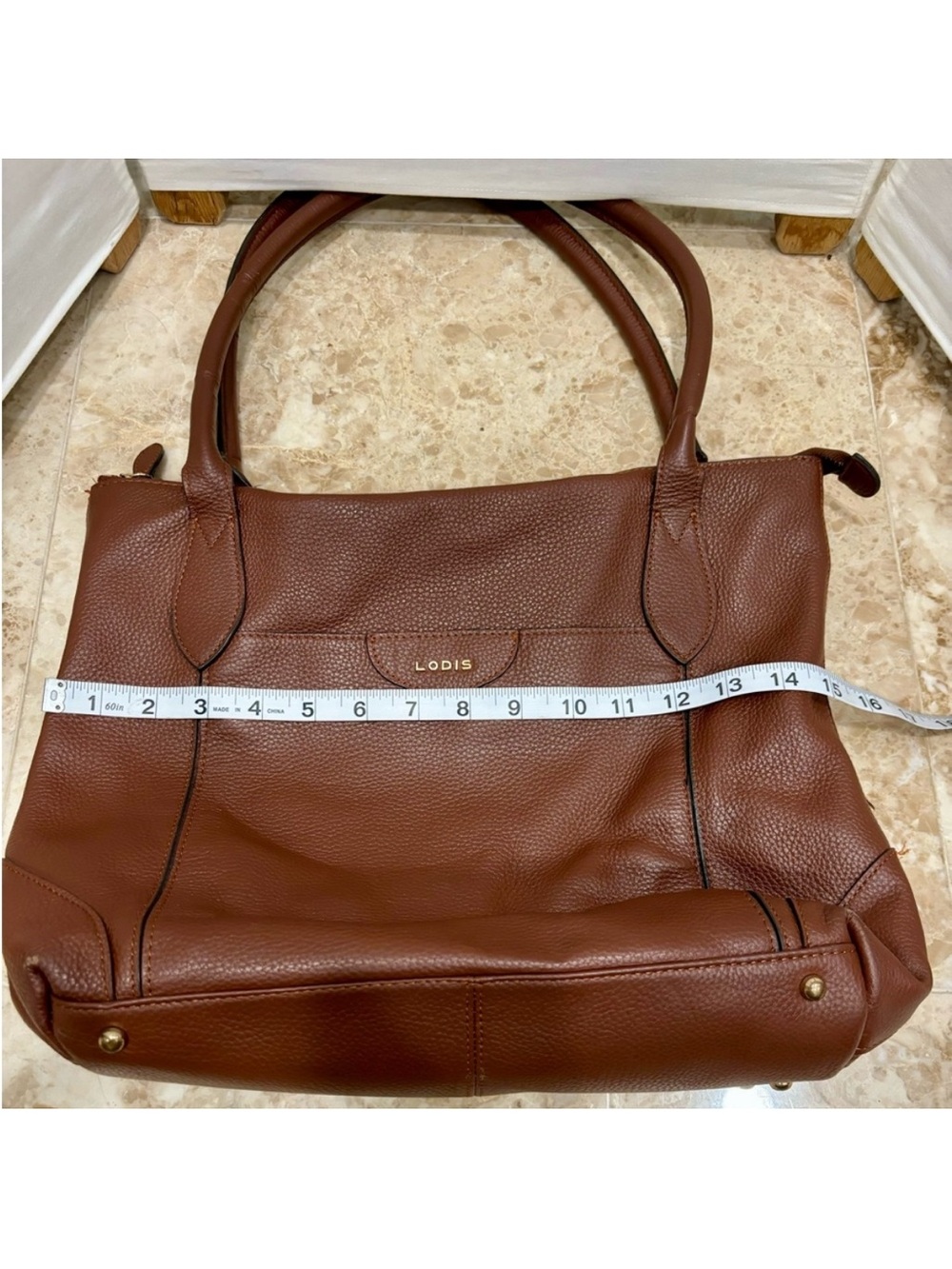 Lodis Sierra Leather Tote Bag with Floral Lining - Browne - Picture 3 of 7